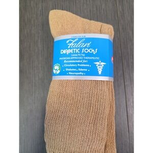 Falari Socks Mens 9-11 Tan Diabetic Loose Fit Top 3 Pairs Therapeutic Medical